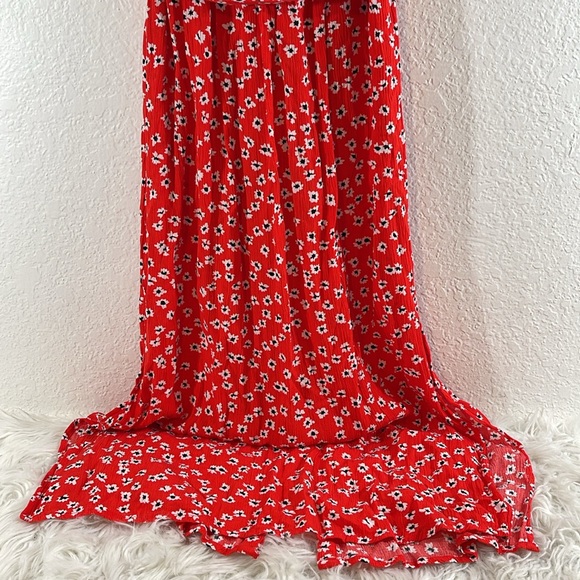 BILLABONG Little Flirt Havana Red Maxi Dress Size S Red Floral Button-Up Dress - Picture 7 of 8